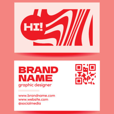 Bold red business card design for an Alabama small business, printed by Moore Printing Company.