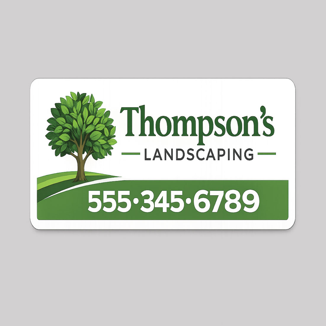 Thompson’s Landscaping custom car magnet for mobile business advertising.
Thompson’s Landscaping custom car magnet for mobile business advertising.