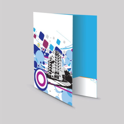 Custom real estate pocket folder for property listings and client presentations