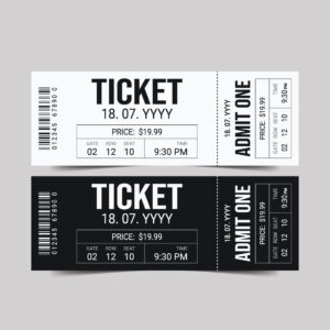 Custom concert ticket design with barcode for live music events