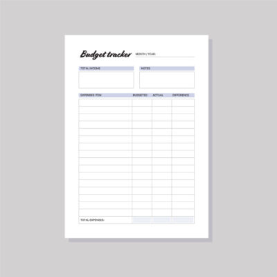 Custom printed budget tracker notepad for financial planning