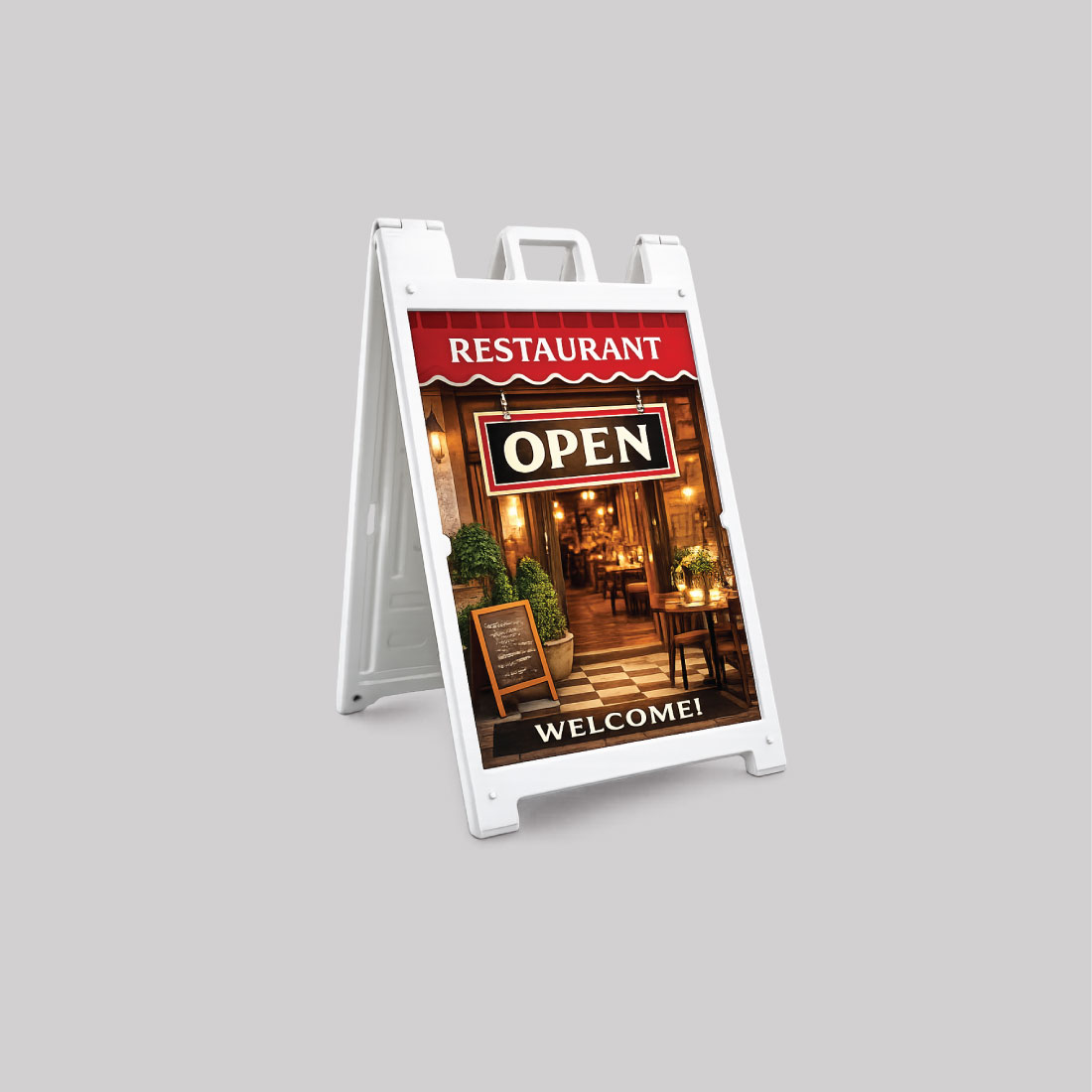 Custom A-frame sign for restaurant grand opening
Custom A-frame sign for restaurant grand opening