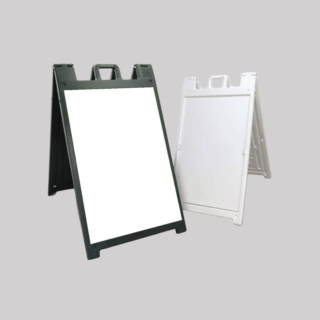 Durable plastic A-frame signs available in white and black
Durable plastic A-frame signs available in white and black
