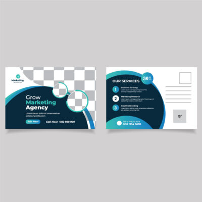 Marketing postcard design featuring a modern layout for business promotion and direct mail campaigns