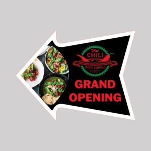 18x24 arrow yard sign for restaurant grand opening directing customers to location