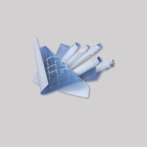 Large-format blueprint printing with rolled architectural and construction plans