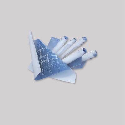 Large-format blueprint printing with rolled architectural and construction plans